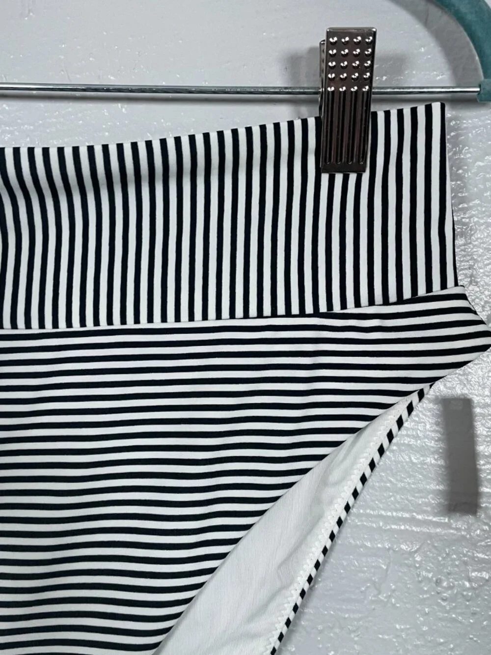 Aerie Women XL Black White Stripe High Cut Cheeky Bikini Bottoms Swim Summer